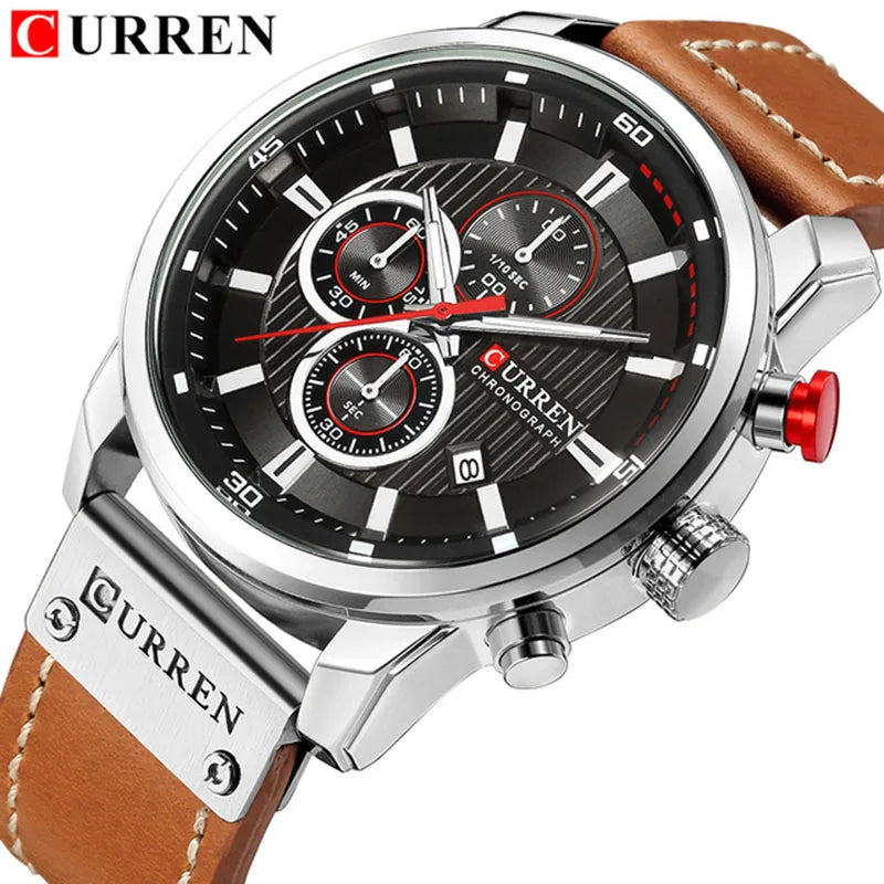 CURREN 2018 Men's Leather Quartz Watch