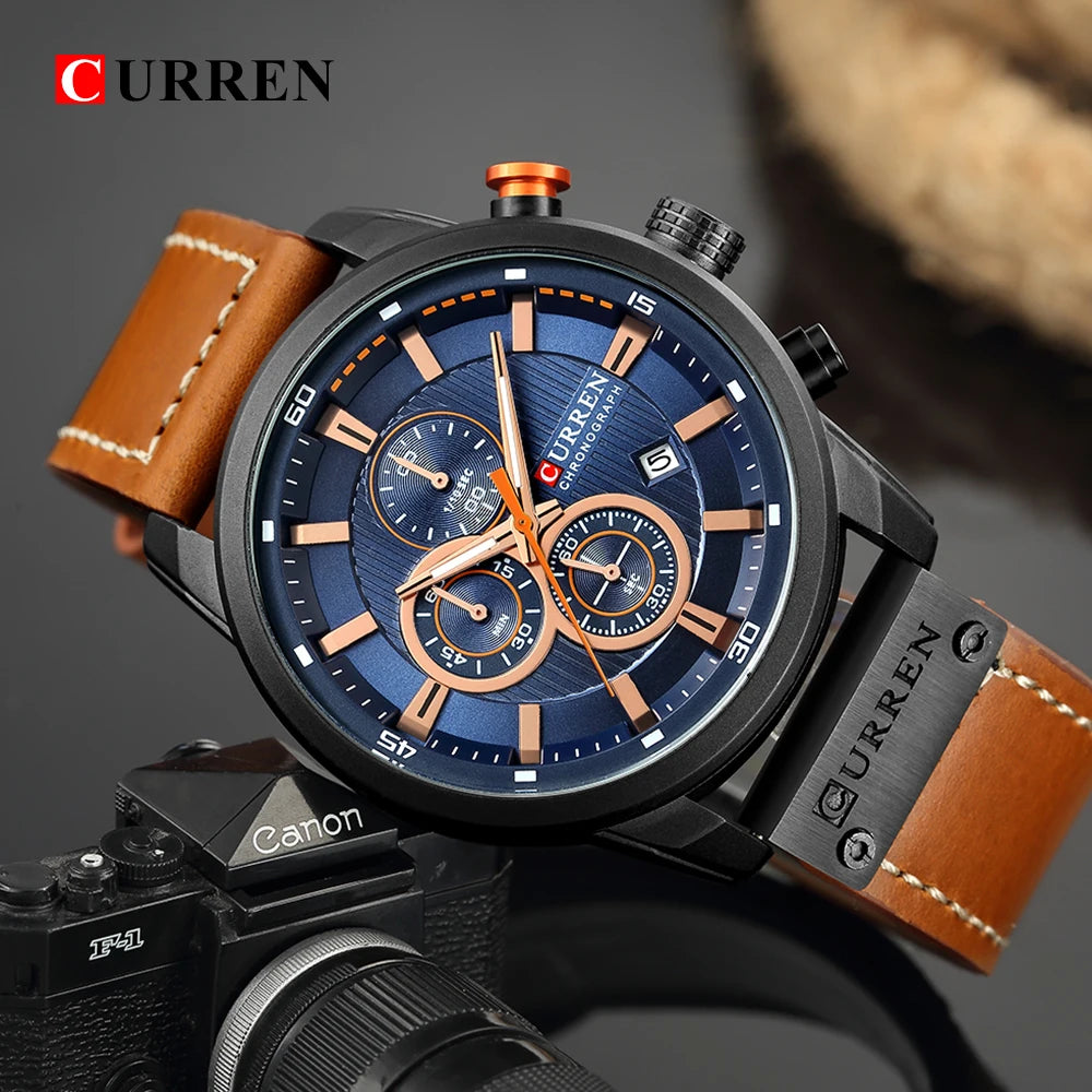 CURREN 2018 Men's Leather Quartz Watch