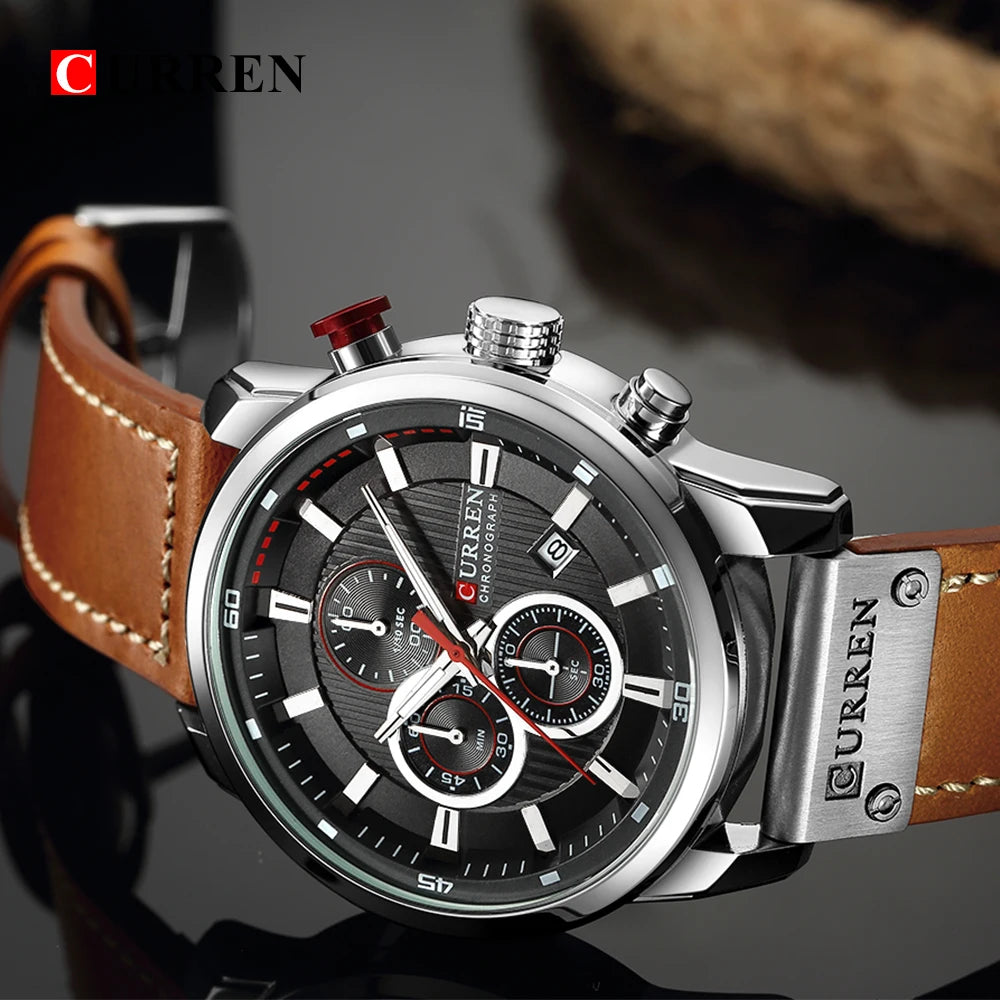 CURREN 2018 Men's Leather Quartz Watch