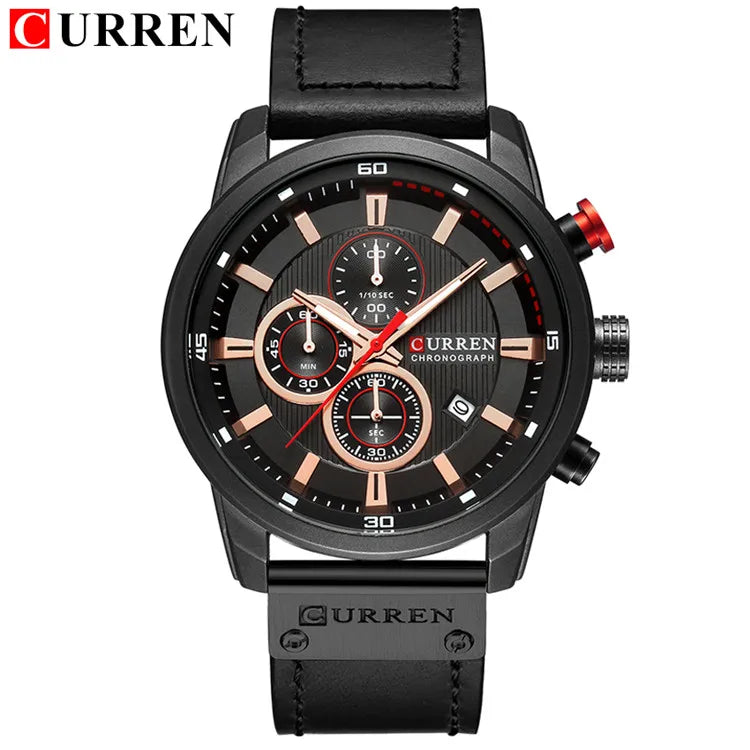 CURREN 2018 Men's Leather Quartz Watch