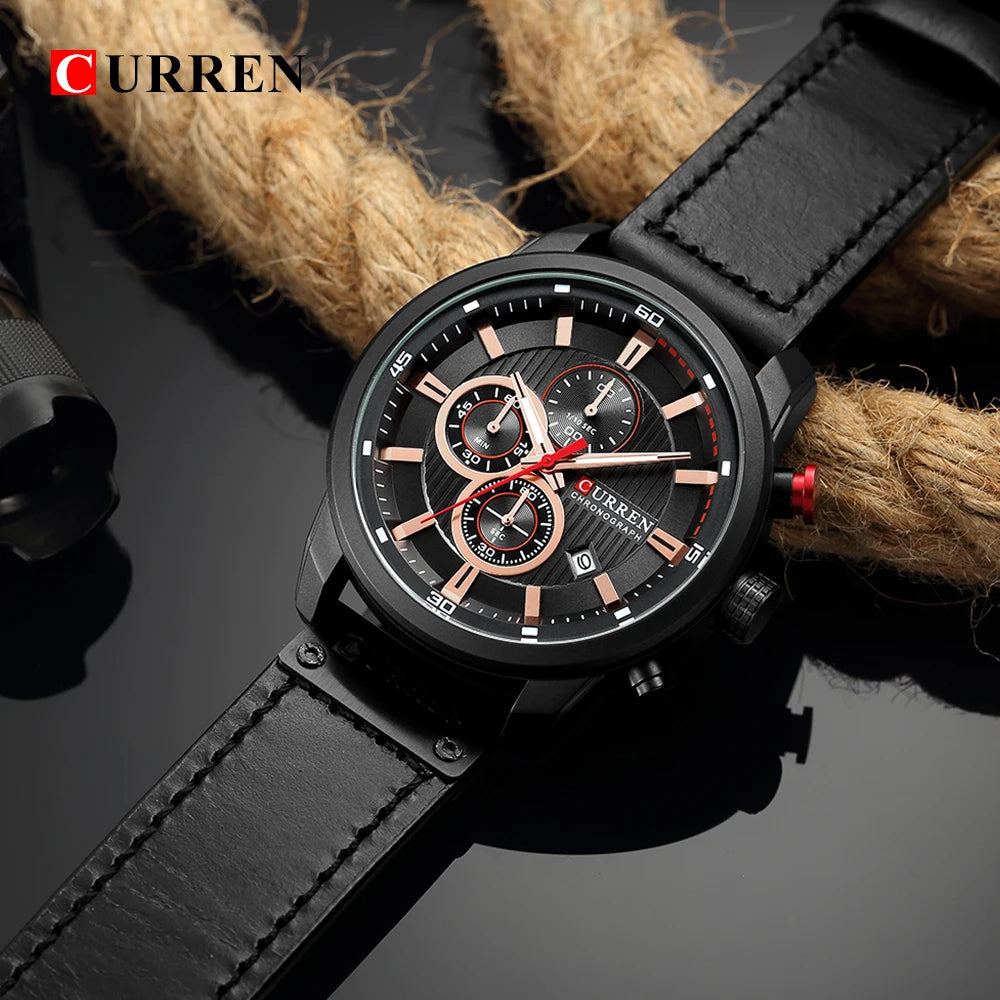 CURREN 2018 Men's Leather Quartz Watch
