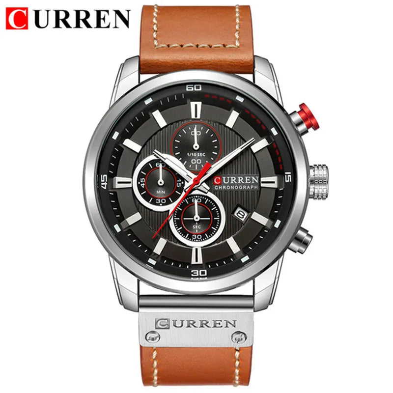 CURREN 2018 Men's Leather Quartz Watch