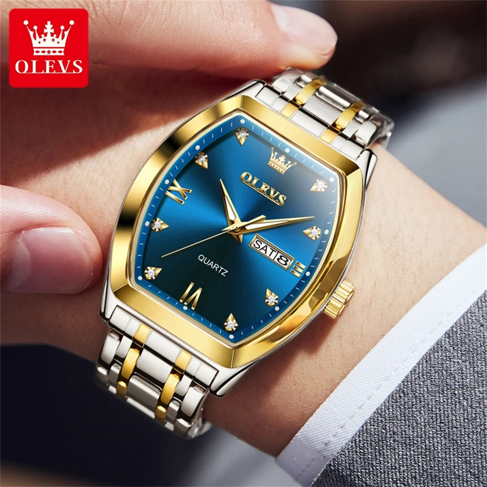 OLEVS Men's Diamond Dial Stainless Steel Watch
