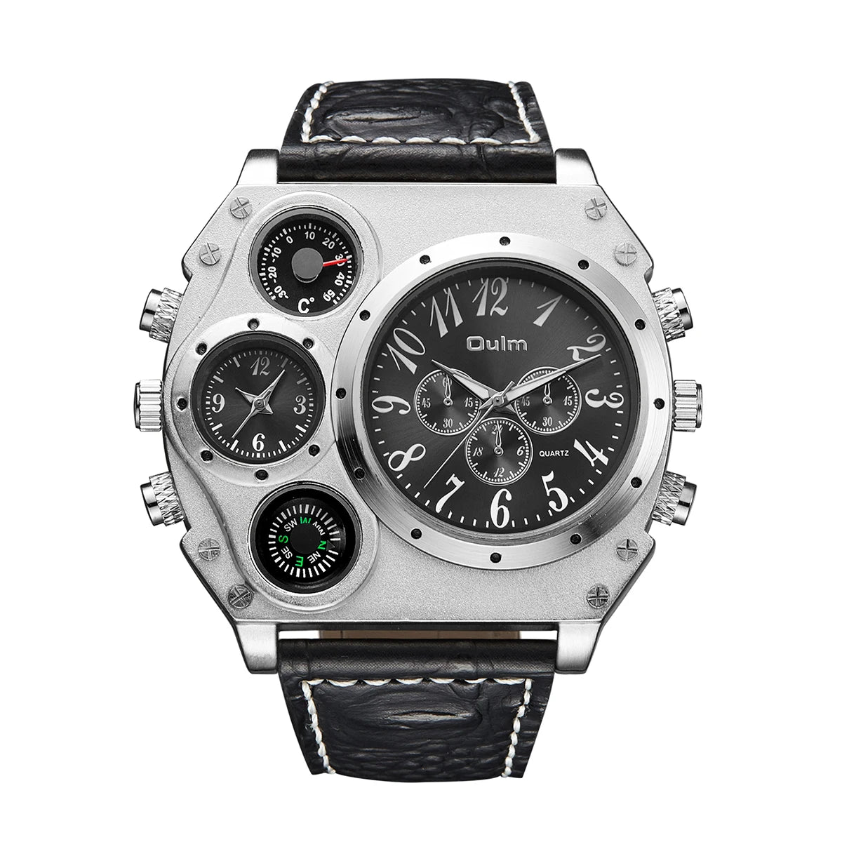 Oulm Men's Large Dial Dual Time Watch