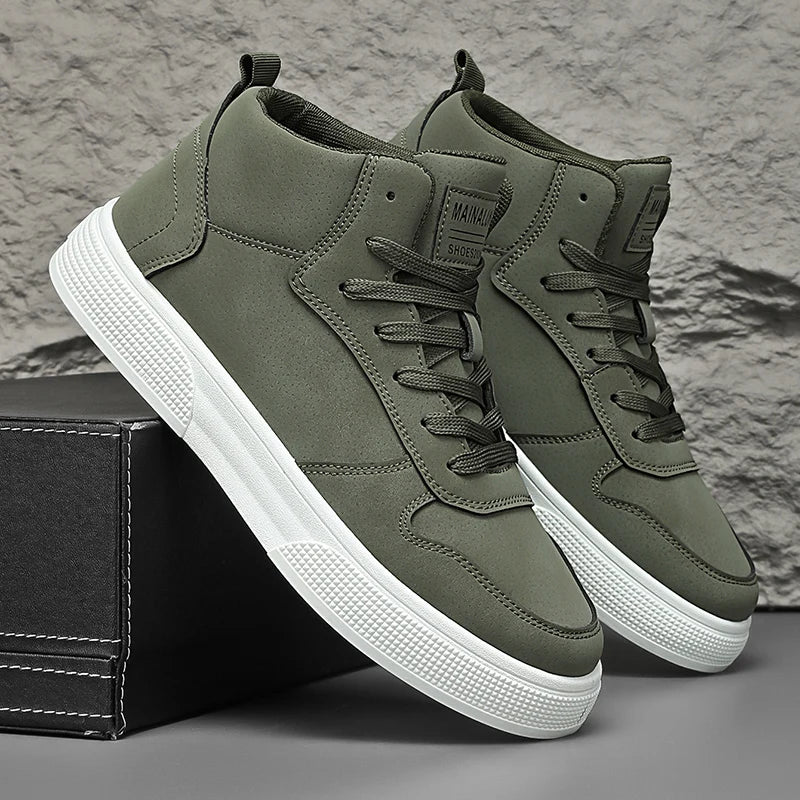 Men's High-Top Skate Sneakers – Lace-Up Comfortable Outdoor Sports Shoes