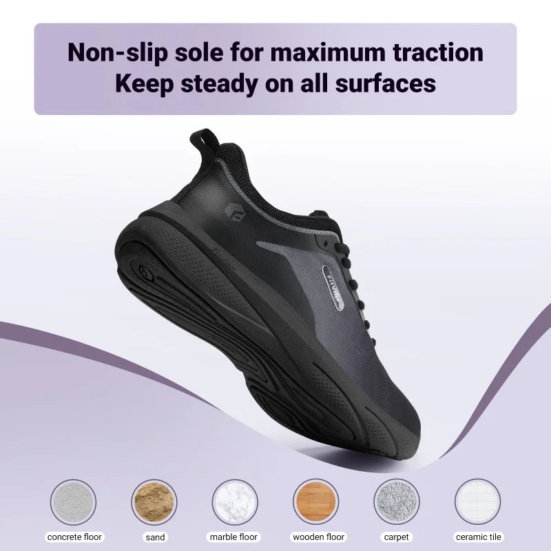 Women's Wide Fit Walking Sneakers – Lightweight Breathable Non-Slip Athletic Shoes