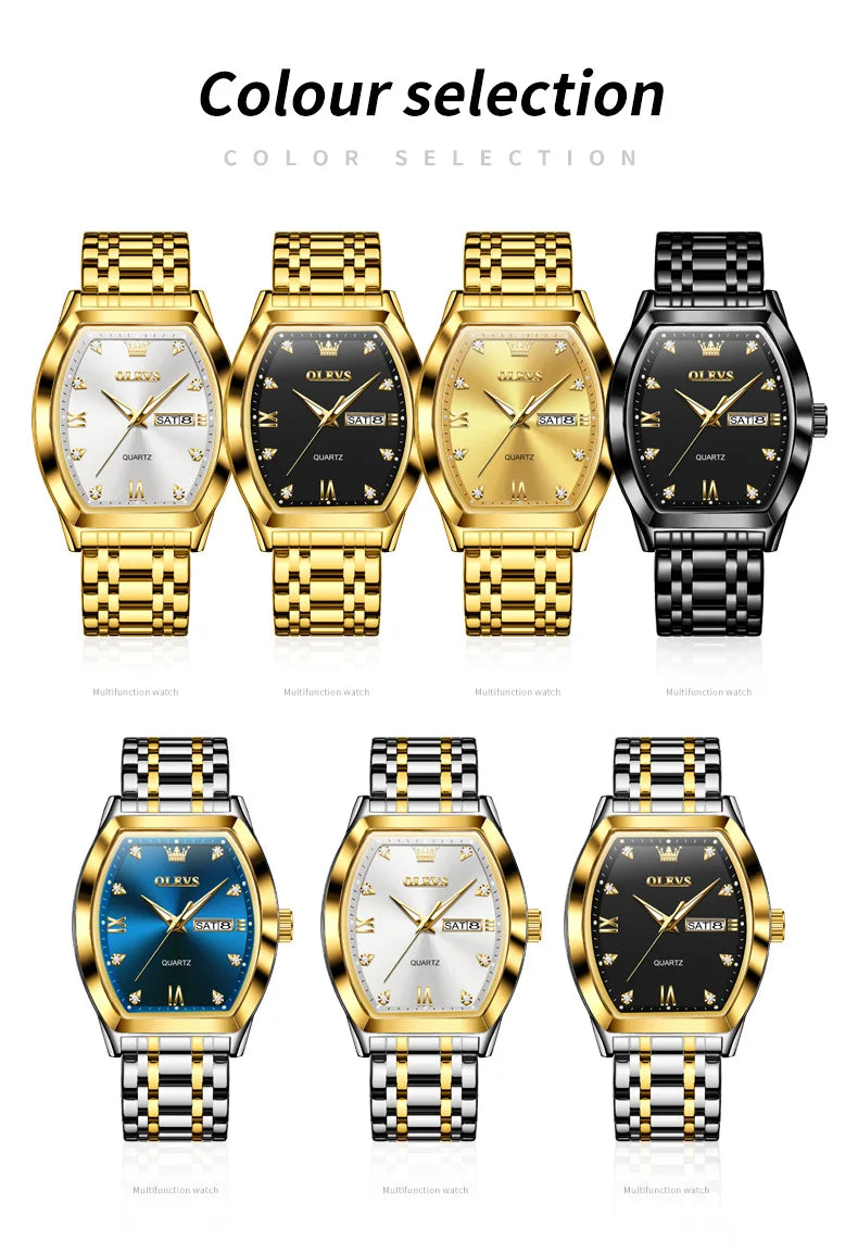 OLEVS Men's Diamond Dial Stainless Steel Watch
