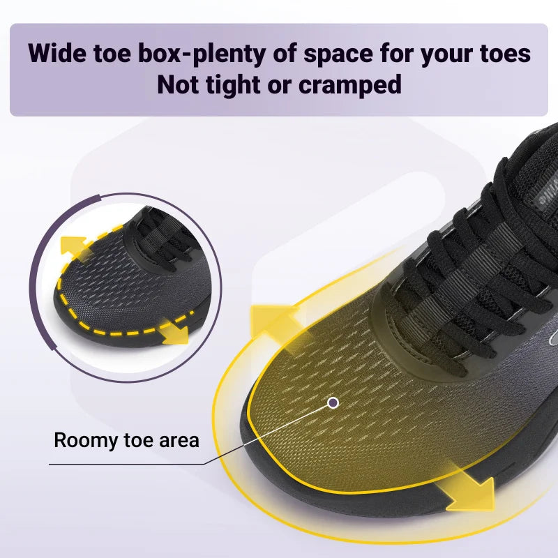 Women's Wide Fit Walking Sneakers – Lightweight Breathable Non-Slip Athletic Shoes