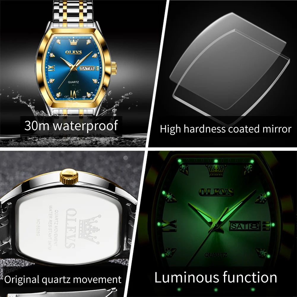 OLEVS Men's Diamond Dial Stainless Steel Watch