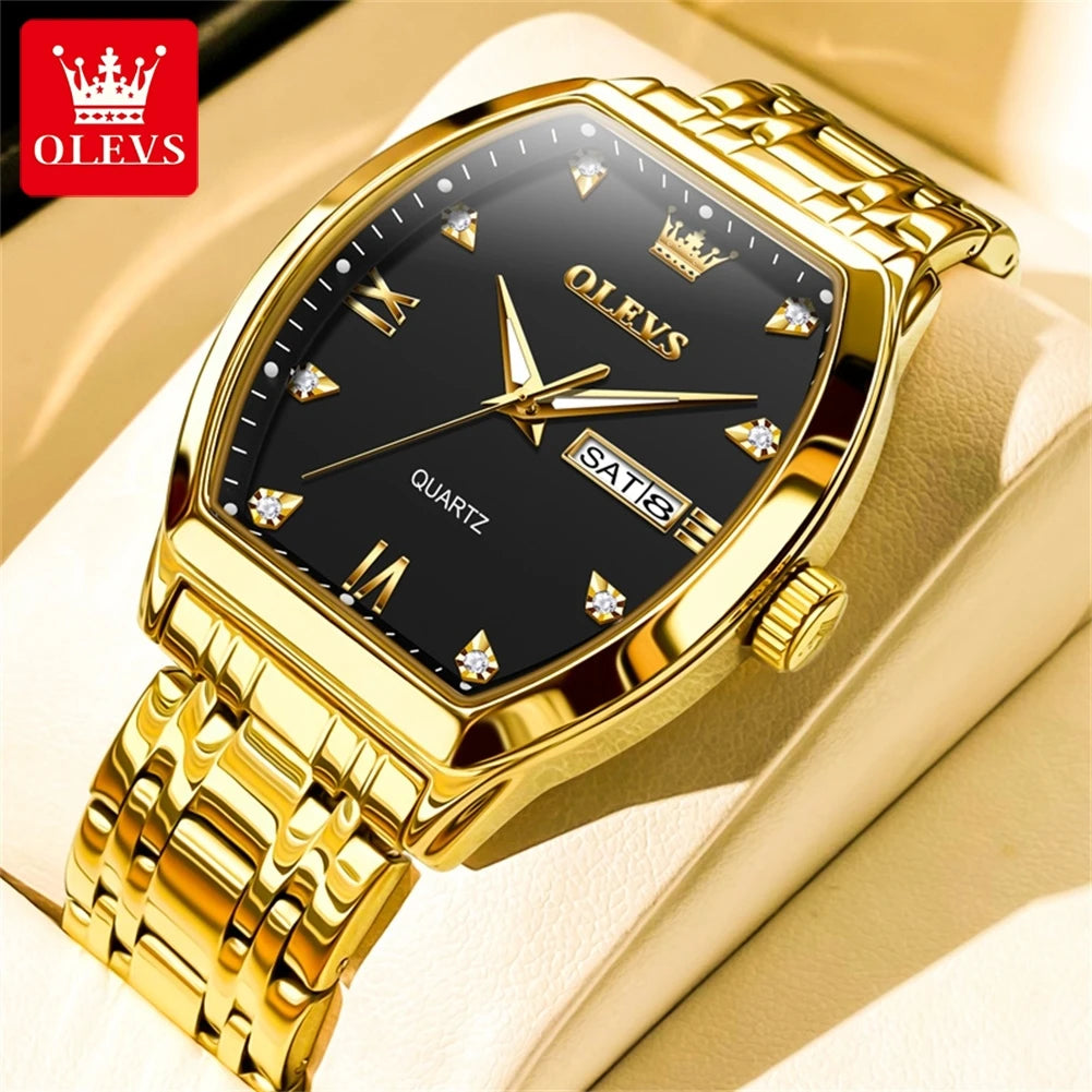 OLEVS Men's Diamond Dial Stainless Steel Watch