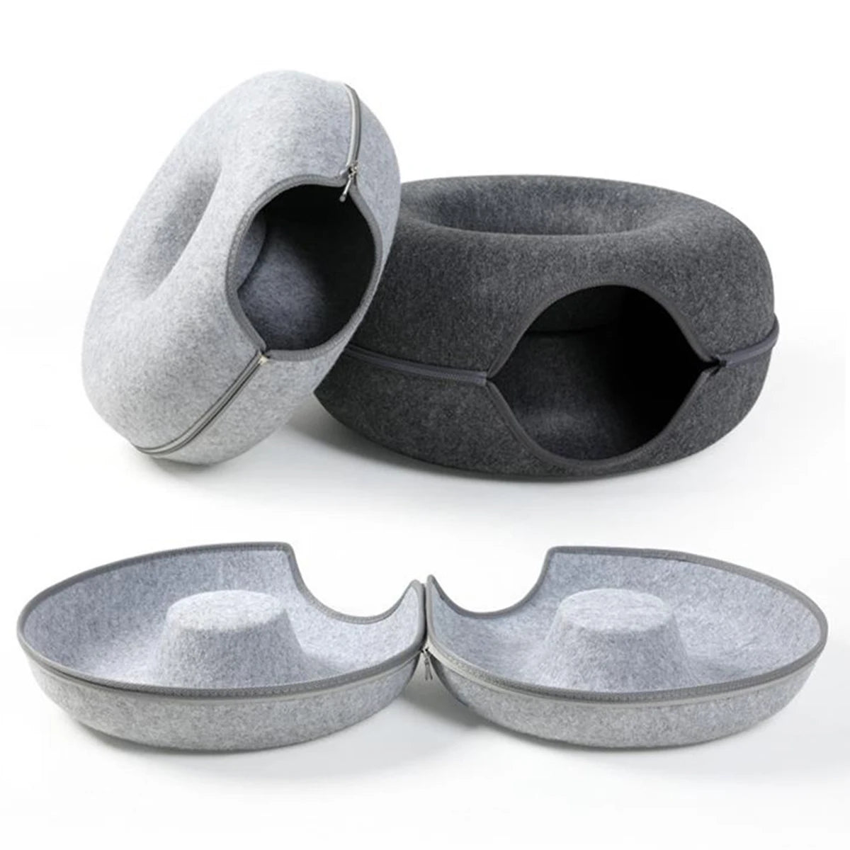 B-Tunnel Donut Cat Bed – Interactive Felt Tunnel & Cozy Cat House