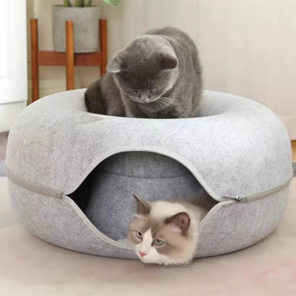 B-Tunnel Donut Cat Bed – Interactive Felt Tunnel & Cozy Cat House