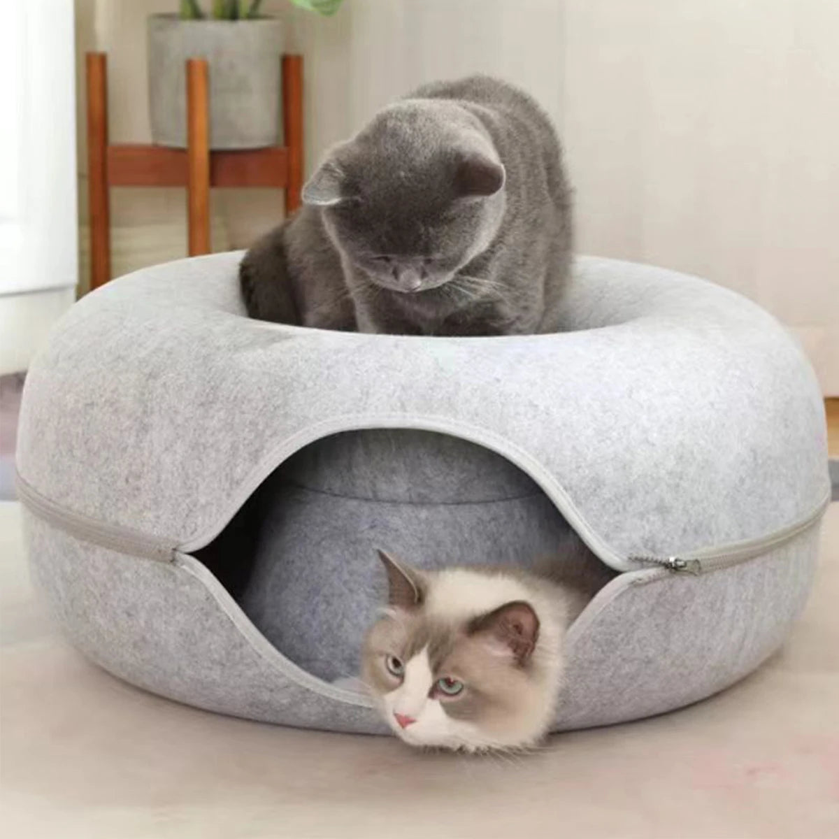 B-Tunnel Donut Cat Bed – Interactive Felt Tunnel & Cozy Cat House