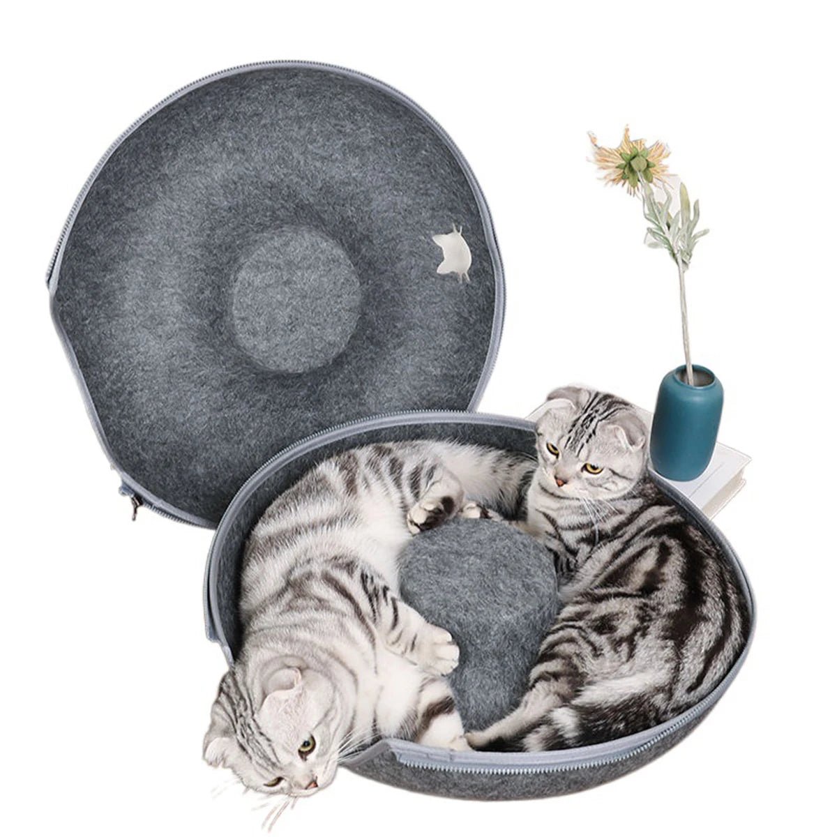 B-Tunnel Donut Cat Bed – Interactive Felt Tunnel & Cozy Cat House
