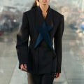 Women's Colorblock Patchwork Blazer – Loose Fit Long Sleeve Chic Jacket