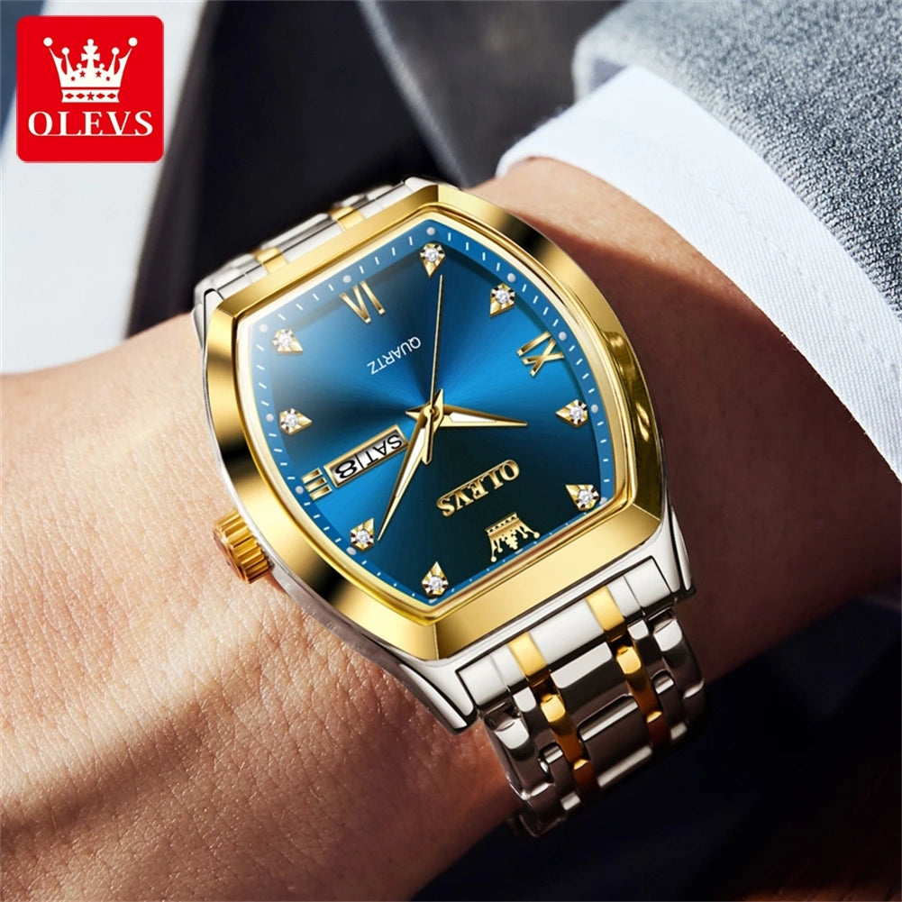 OLEVS Men's Diamond Dial Stainless Steel Watch