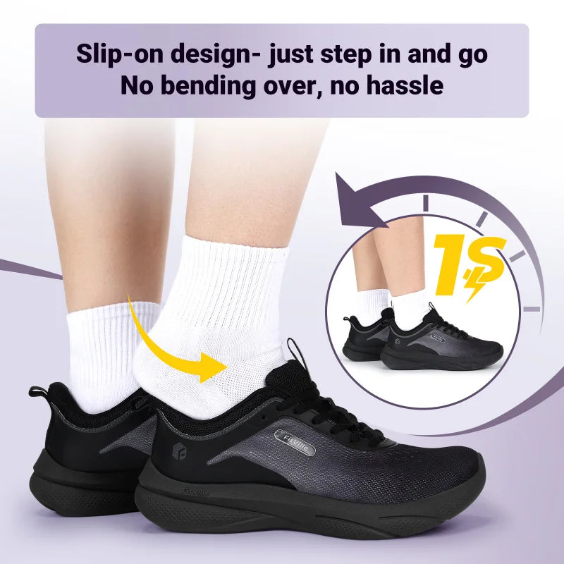 Women's Wide Fit Walking Sneakers – Lightweight Breathable Non-Slip Athletic Shoes